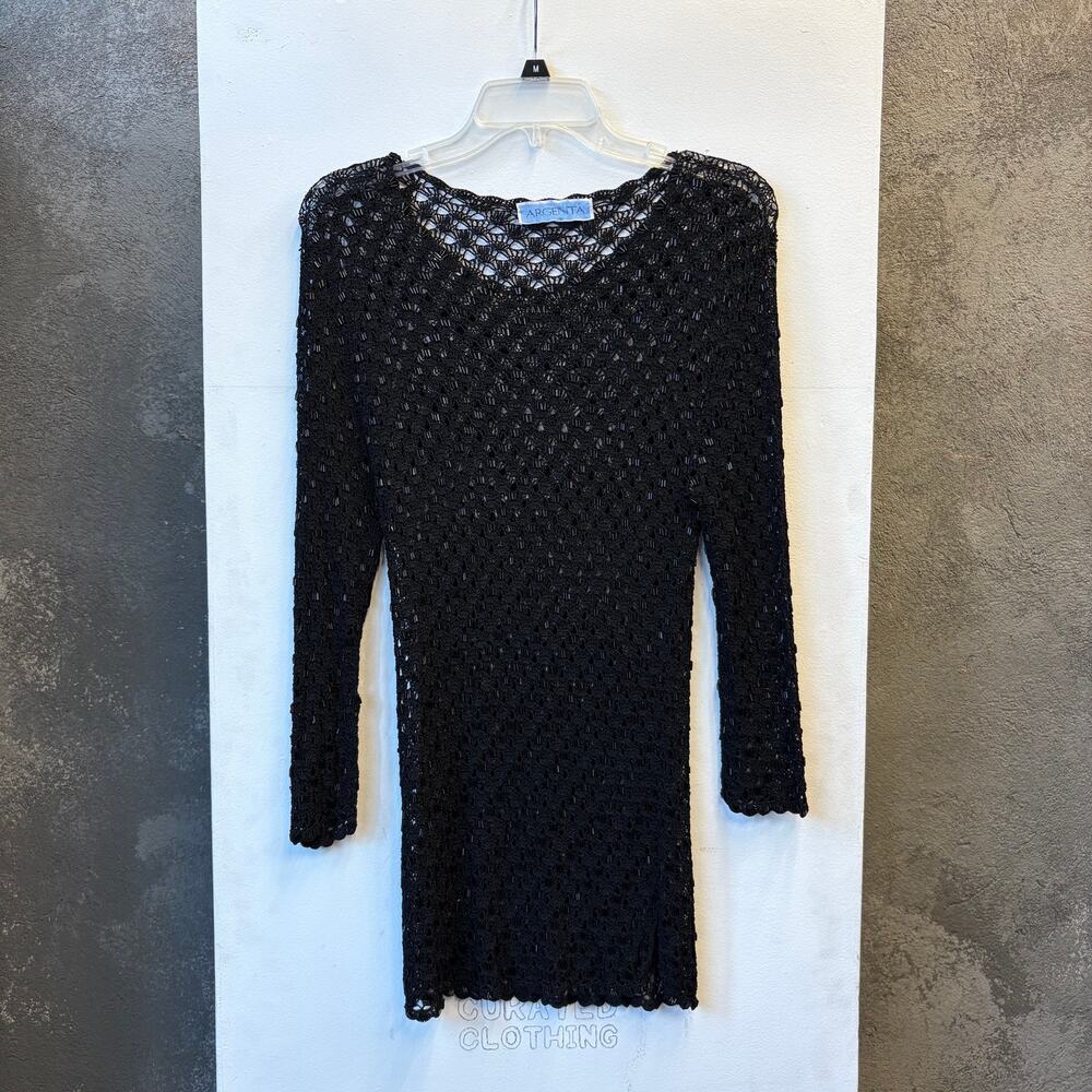 Argenta Vintage Black Crochet Long Sleeve Dress